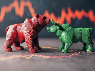 Obraz premium Bull and bear with candel chart
