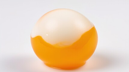 A macro shot of a single egg yolk, its golden color contrasting with the white of the egg