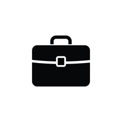 Briefcase black and white flat vector icon design. Bag symbol and clip art