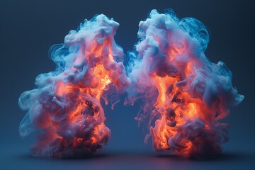 Fototapeta premium Abstract lung shapes with fiery and smoky visual effects