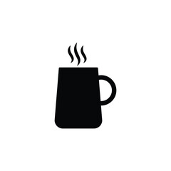 Coffee mug black and white flat vector icon design. Coffee cup clip art and glyph