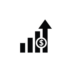 Financial growth black and white flat vector icon design. Financial growth symbol