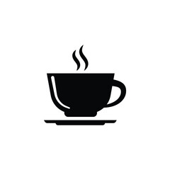 Tea cup black and white icon design. Symbol and glyph of coffee cup