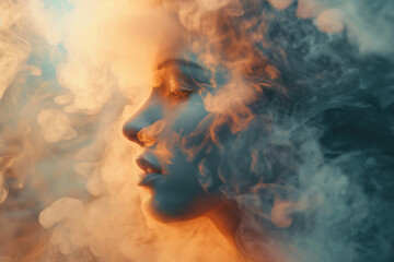 Fashion shoot of young and sexy woman in smoke. girl in smoke. harm of smoking. vapes, cigarettes, hookahs