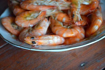 shrimps in a glass bowl