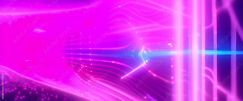 Poster dynamic digital abstract background with vibrant neon dots and lines showcasing futuristic technolog