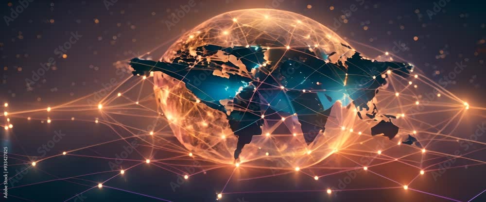 Poster tech earth globalization networking internet connection by satellites global network connection the 