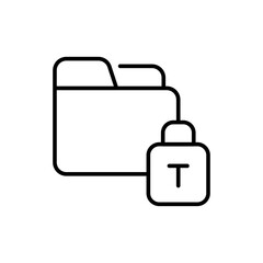 Secure folder outline icons, minimalist vector illustration ,simple transparent graphic element .Isolated on white background