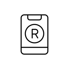 Registered phone outline icons, minimalist vector illustration ,simple transparent graphic element .Isolated on white background