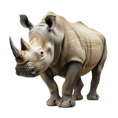 Fototapeta premium [Transparent Background PNG]White Rhinoceros Standing on a White Background