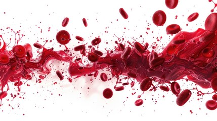 A surreal depiction of blood cells flowing through a vein, with the cells morphing into strange and otherworldly shapes