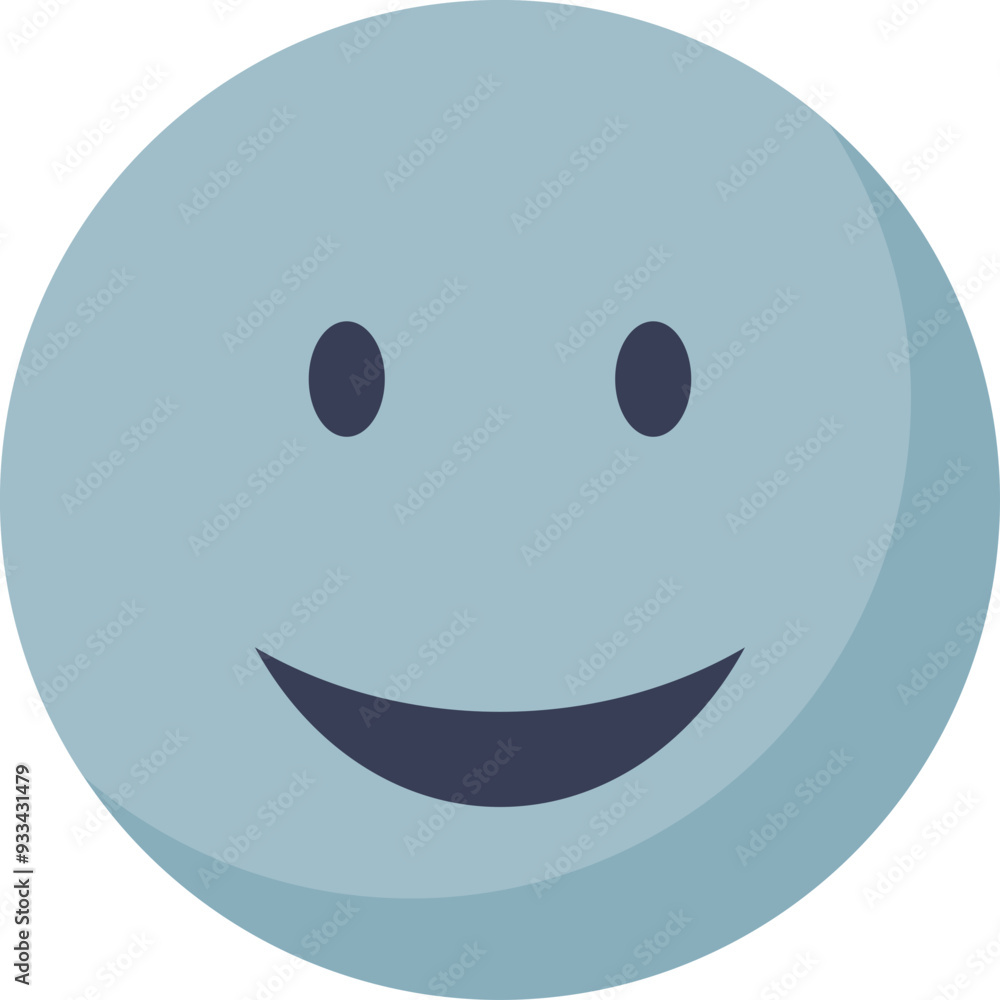 Poster simple blue happy face icon with a wide smile and circular shape, representing positivity and joy.