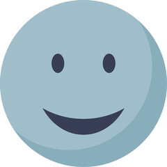 Simple blue happy face icon with a wide smile and circular shape, representing positivity and joy.