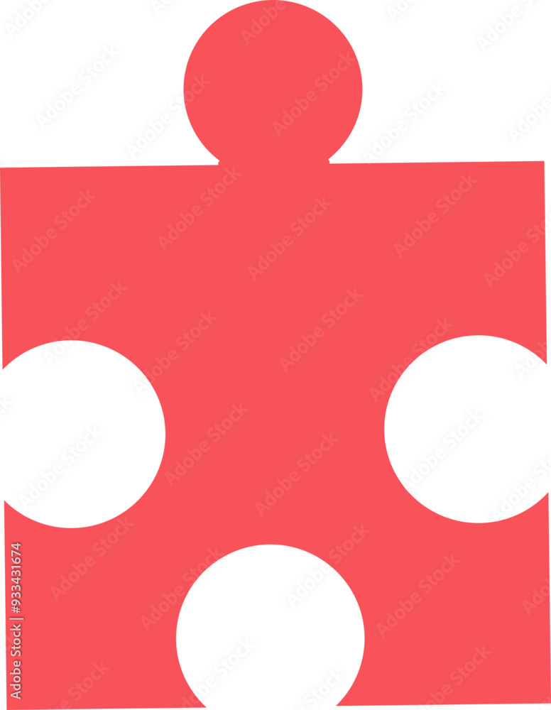 Poster a single red puzzle piece symbolizing uniqueness, fitting in, or a missing element in a larger pictu