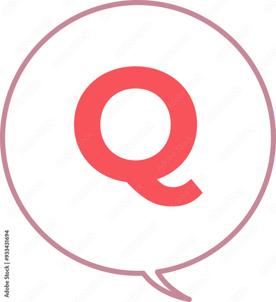 Poster a speech bubble with a red letter q, symbolizing questions or a query concept.