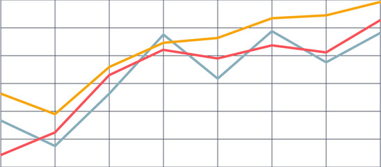 Multi-line graph on grid background, depicting data trends or financial growth.