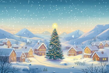 Fototapeta premium Winter Village Christmas