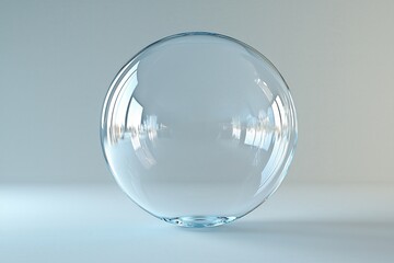 Single floating bubble, crystal clear on white, 3D illustration. Copy space for text, No logo, No Trademark, No text