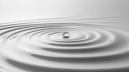 Fototapeta premium Isolated raindrop ripple, white canvas, 3D illustration. Copy space for text, No logo, No Trademark, No text