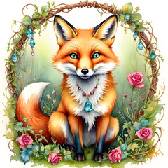 Fox,mystical circle portal