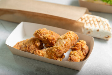 fried chicken wings close up