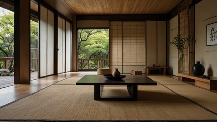 Obraz premium minimalist modern living room with Japanese design