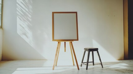 Blank Canvas: Medium Shot of Empty Whiteboard on White Background