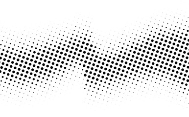 Halftone rhythm black wave. Vector illustration. Halftone circle dots pattern.