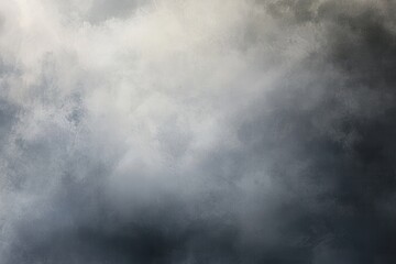 Mysterious abstract painting with a misty atmosphere, blending white and dark grey tones.