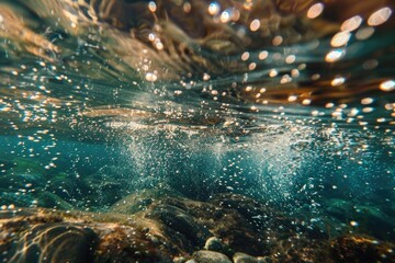 Submerged scenery with water and rocky formations