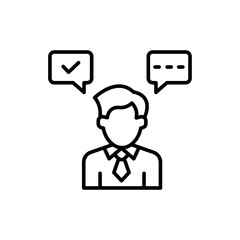 Job interview outline icons, minimalist vector illustration ,simple transparent graphic element .Isolated on white background