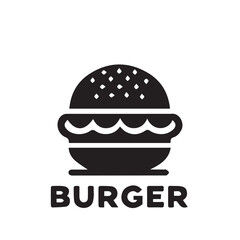 Burger silhouette Fast food icon, vector simple black isolated illustration.