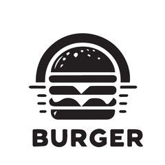 Burger silhouette Fast food icon, vector simple black isolated illustration.