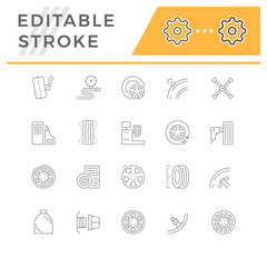 Set line icons of car wheel service