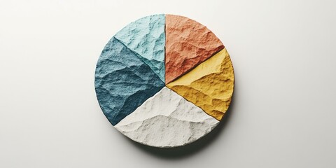 Fototapeta premium Colorful rock pie chart on white background.