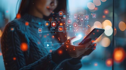 Naklejka premium AI Driven Social Media Platform Personalizing Content and Enhancing User Interactions