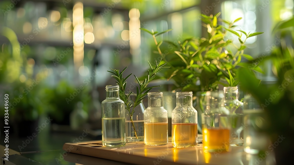 Poster advanced biotechnology lab developing biodegradable plastics using genetically modified organisms
