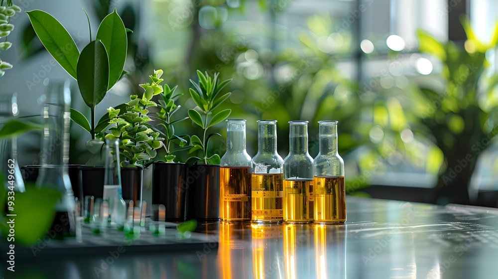 Poster advanced biotechnology lab developing biodegradable plastics using genetically modified organisms
