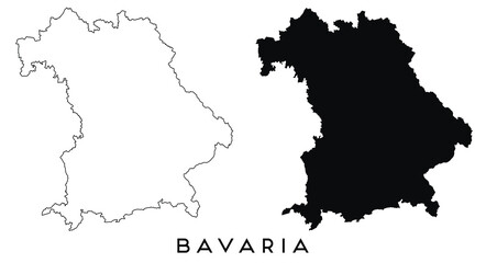 Bavaria map outline and black silhouette vector