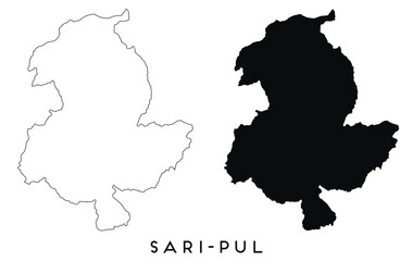 Sari-Pul map outline and black silhouette vector