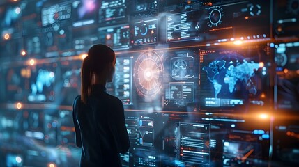 Futuristic Holographic Communication Interface for Interactive Data Visualization and Global Connectivity