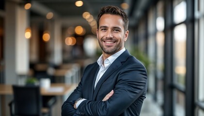 portrait of successful senior businessman consultant inside a modern office building