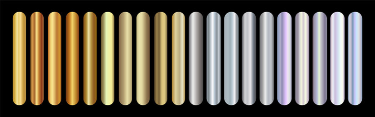 Silver gradient and gold gradient. Set of vector metallic gradients © Лилия Агапова