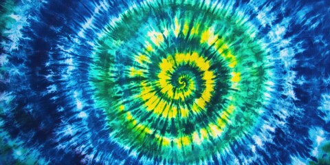 Tie Dye Spiral Background Psychedelic Swirl Fabric Blue and Green Hippie Batik Vibrant Swatch Freedom Tie Dye Swirl Boho Dyed Apparel Reggae Watercolor Style