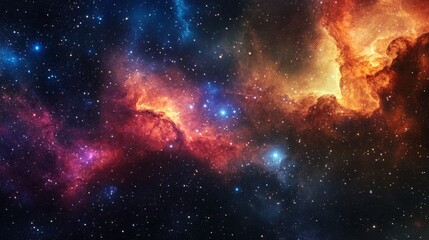 Naklejka premium Night sky. Universe filled with stars, nebula and galaxy