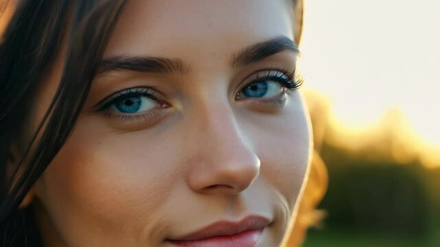 Closeup of female beautiful eyes. Good vision and eyes health. Vision testing, contact lens wearing and ophthalmology concept. Medical laser eye correction, vision correction, lasik treatment