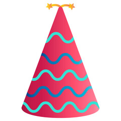 Colorful Birthday Party Hat Illustration Design. Isolated Vector Graphic in Cartoon Style.