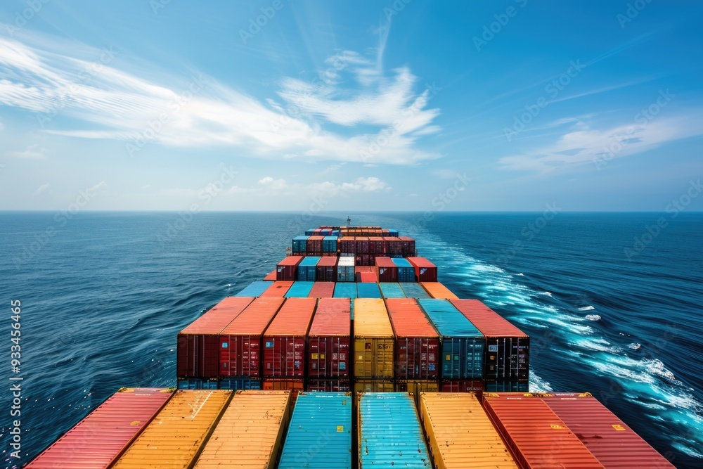 Poster A large container ship sailing across the open ocean