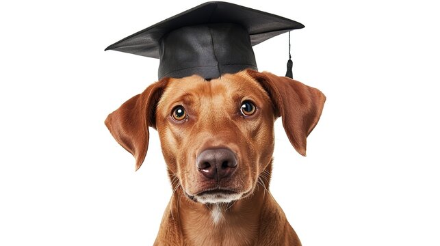 Labrador Retriever with a Graduation Cap and Diploma: A proud Labrador Retriever wearing a graduation cap and holding a diploma in its mouth, symbolizing achievement and intelligence.