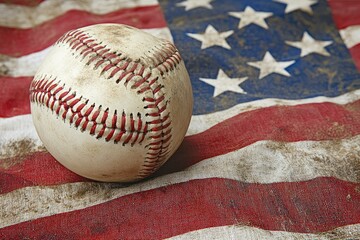 baseball on USA flag with generative ai